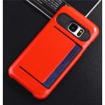 Wholesale Samsung Galaxy S7 Edge Card Slots Hybrid Case (Red)